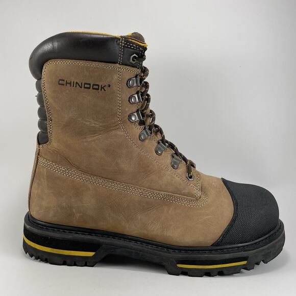 Chinook Footwear Tarantula 8” Work Boots Safety Toe Mens Size 11.5 Tan Lace Up - Picture 1 of 11